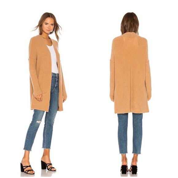 Free People Womens Phantom Long Line Neutral Tan Soft Cardigan Sweater Size S - Picture 2 of 11